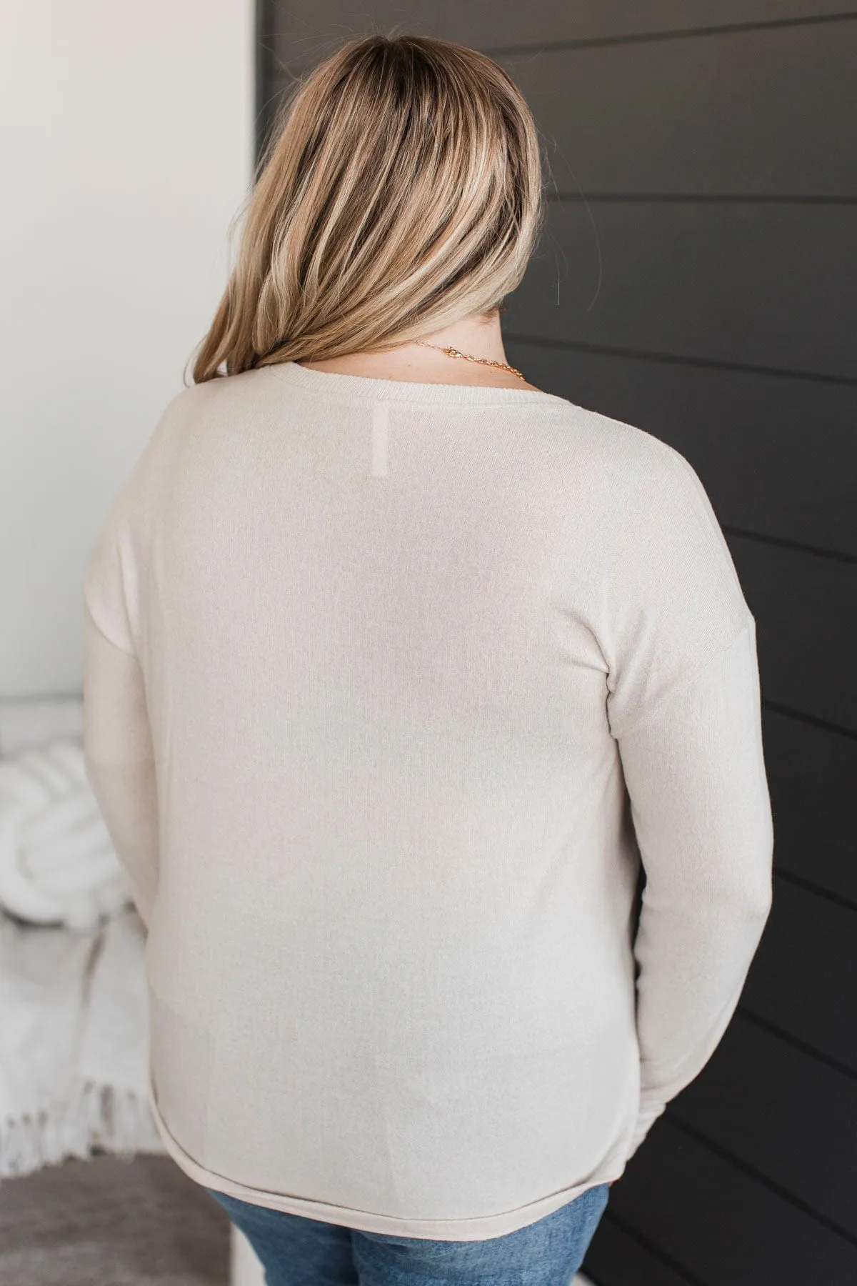 Incredible Timing Long Sleeve Henley Top- Oatmeal