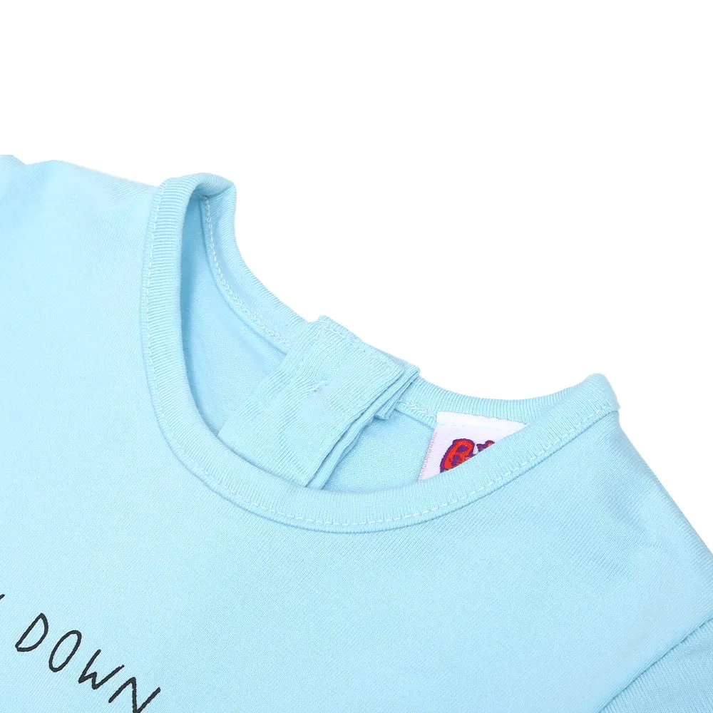 Infant Girls T-Shirt Slow Down-Fair Aqua | Bachaa Party Baby Clothes Girls Tops & T-Shirts