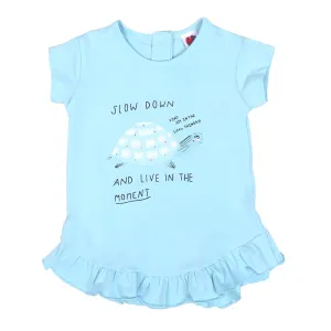 Infant Girls T-Shirt Slow Down-Fair Aqua | Bachaa Party Baby Clothes Girls Tops & T-Shirts
