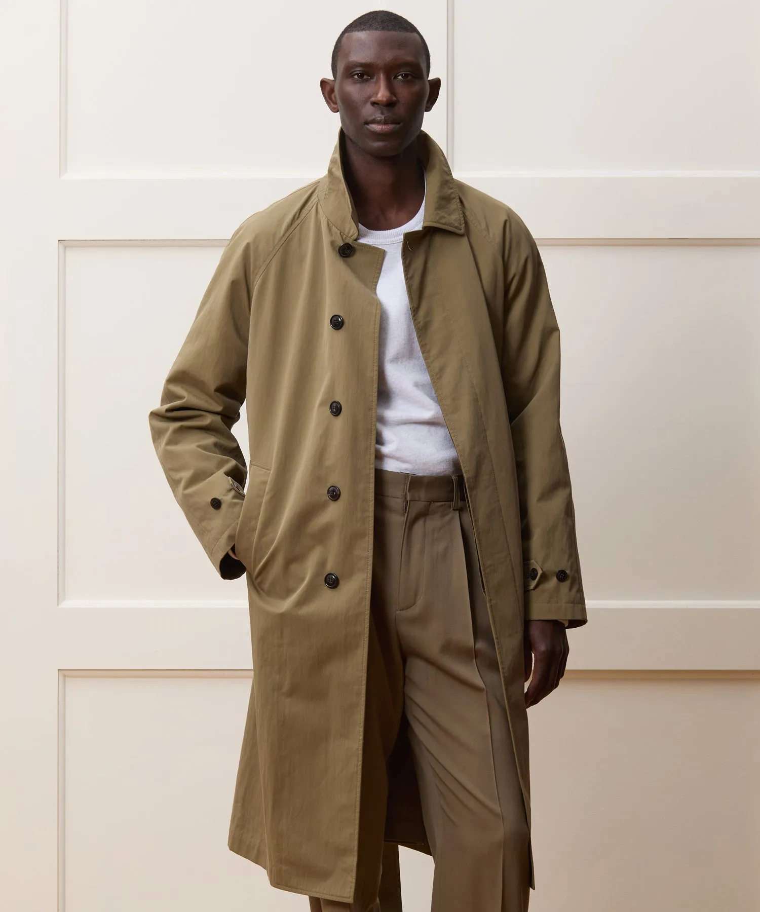 Italian Belted Balmacaan Trenchcoat