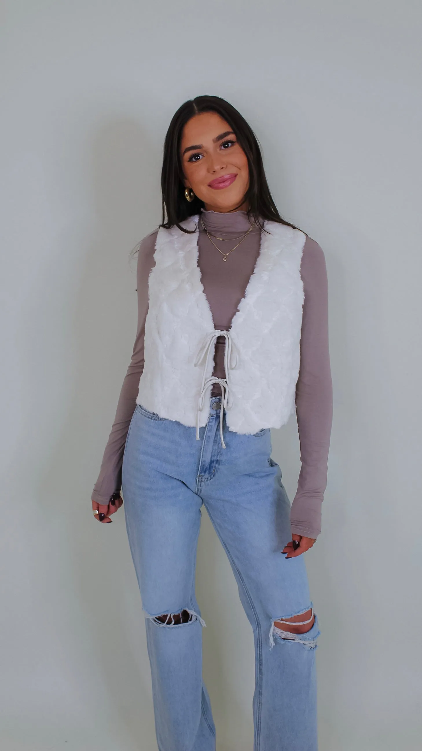 Jaycee Ivory Fur Vest