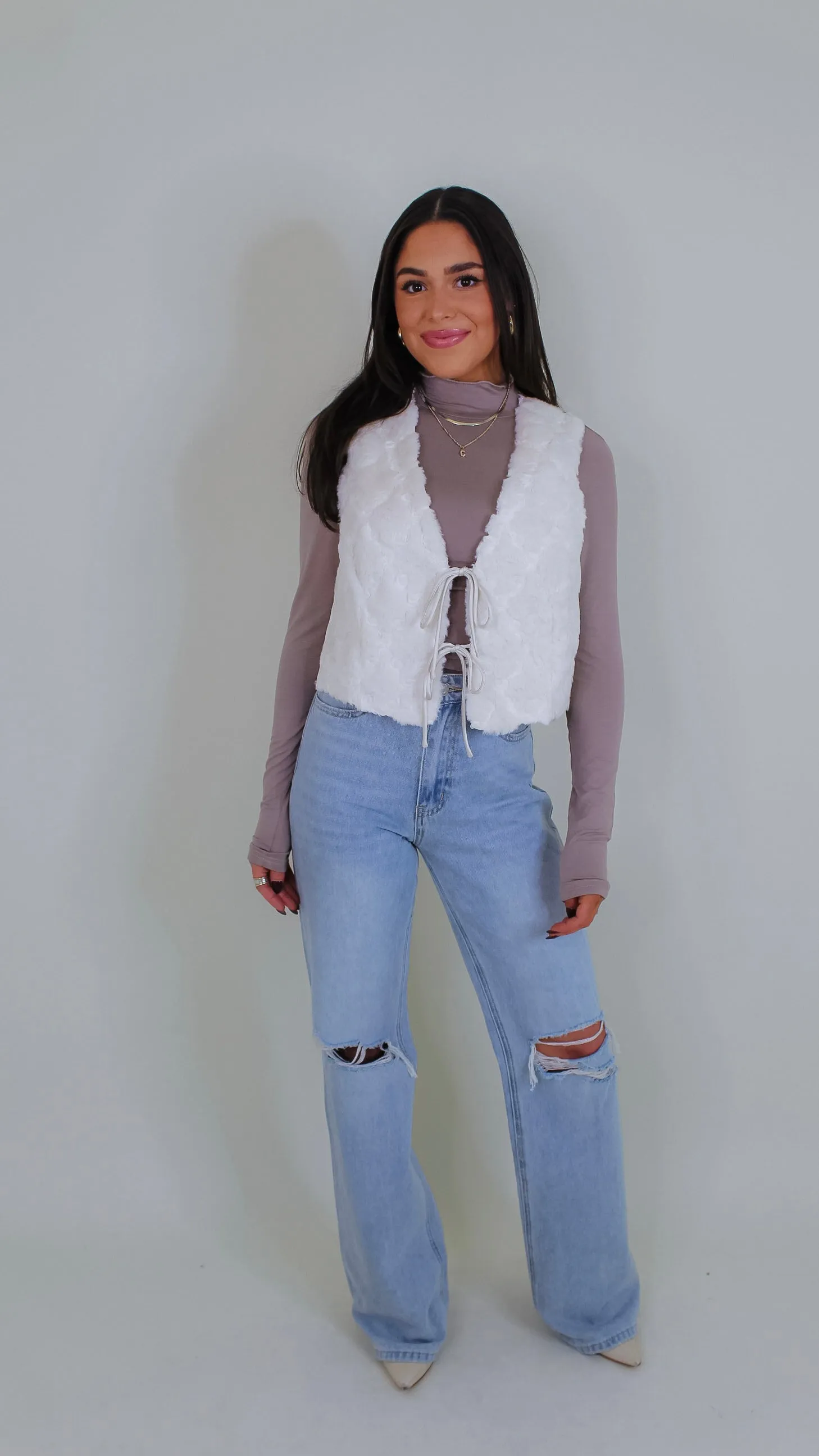 Jaycee Ivory Fur Vest