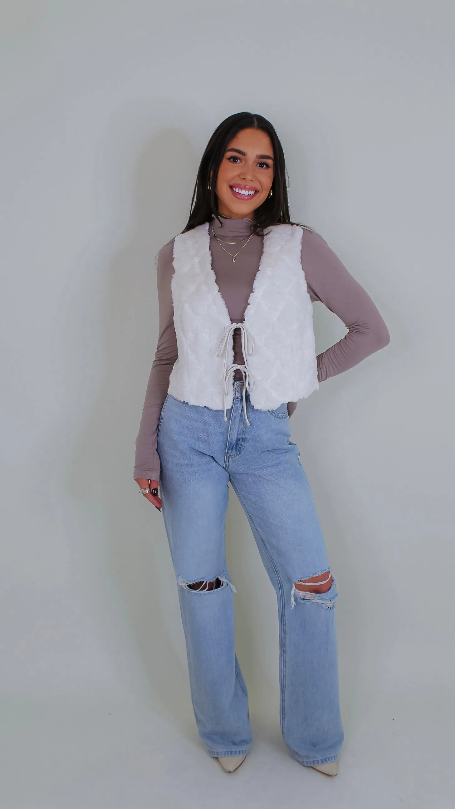 Jaycee Ivory Fur Vest