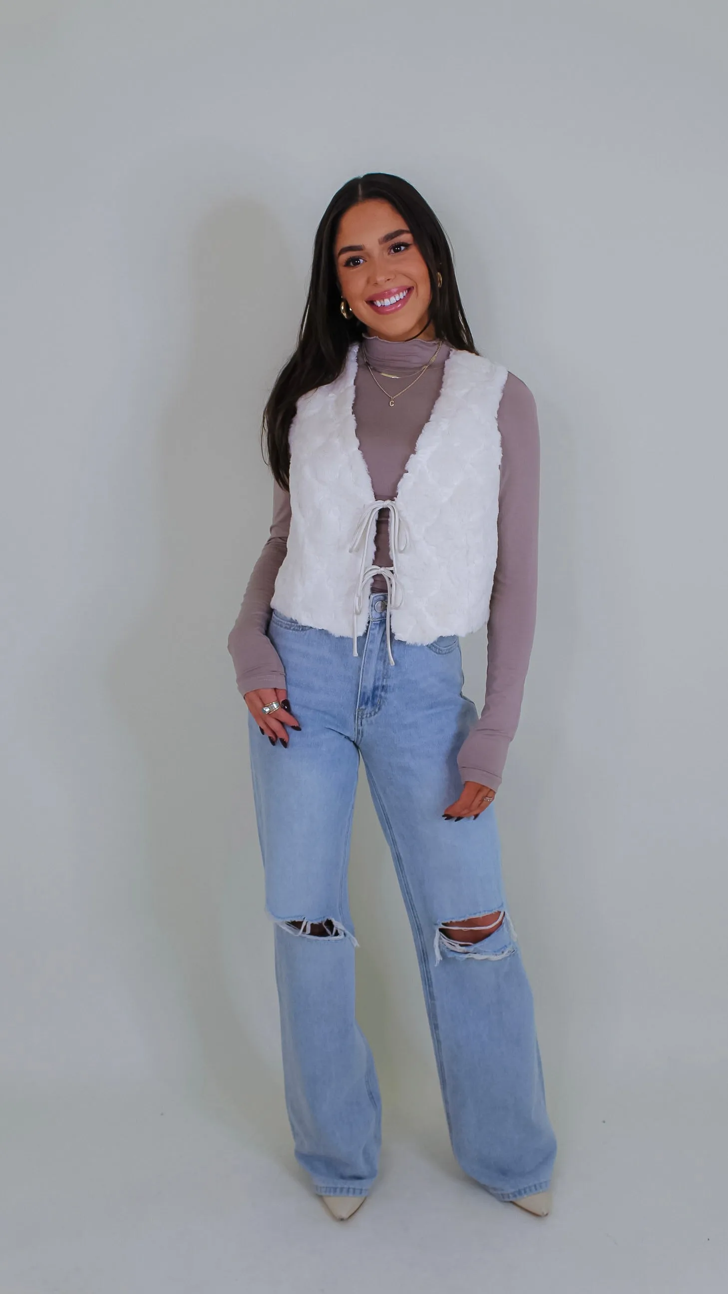 Jaycee Ivory Fur Vest