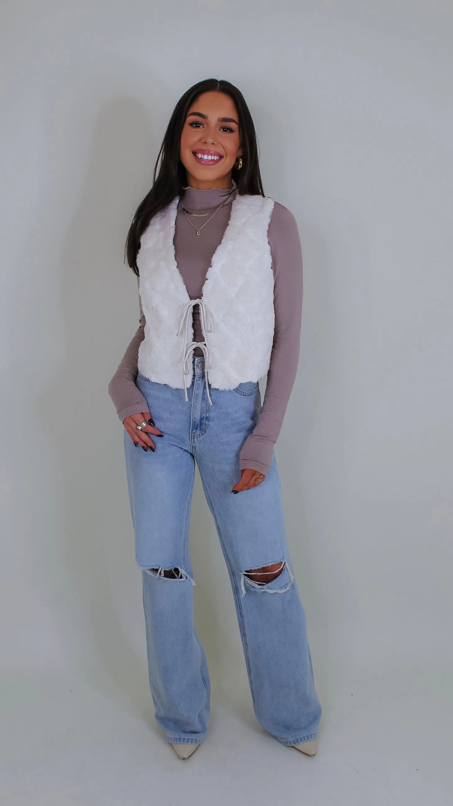 Jaycee Ivory Fur Vest
