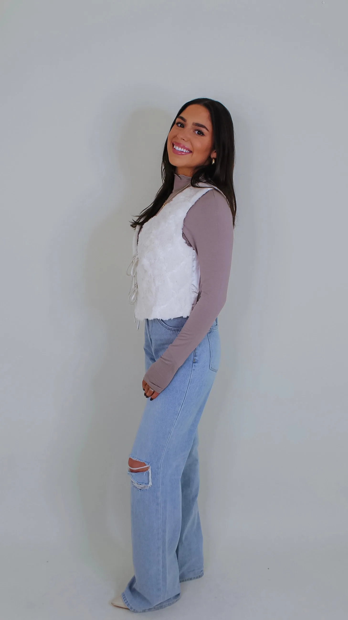 Jaycee Ivory Fur Vest