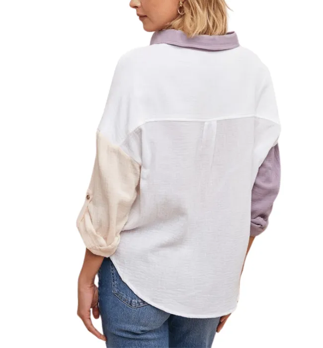 Jenny Color Block Gauze Top