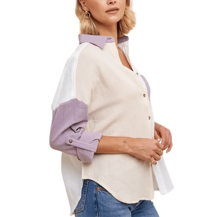 Jenny Color Block Gauze Top