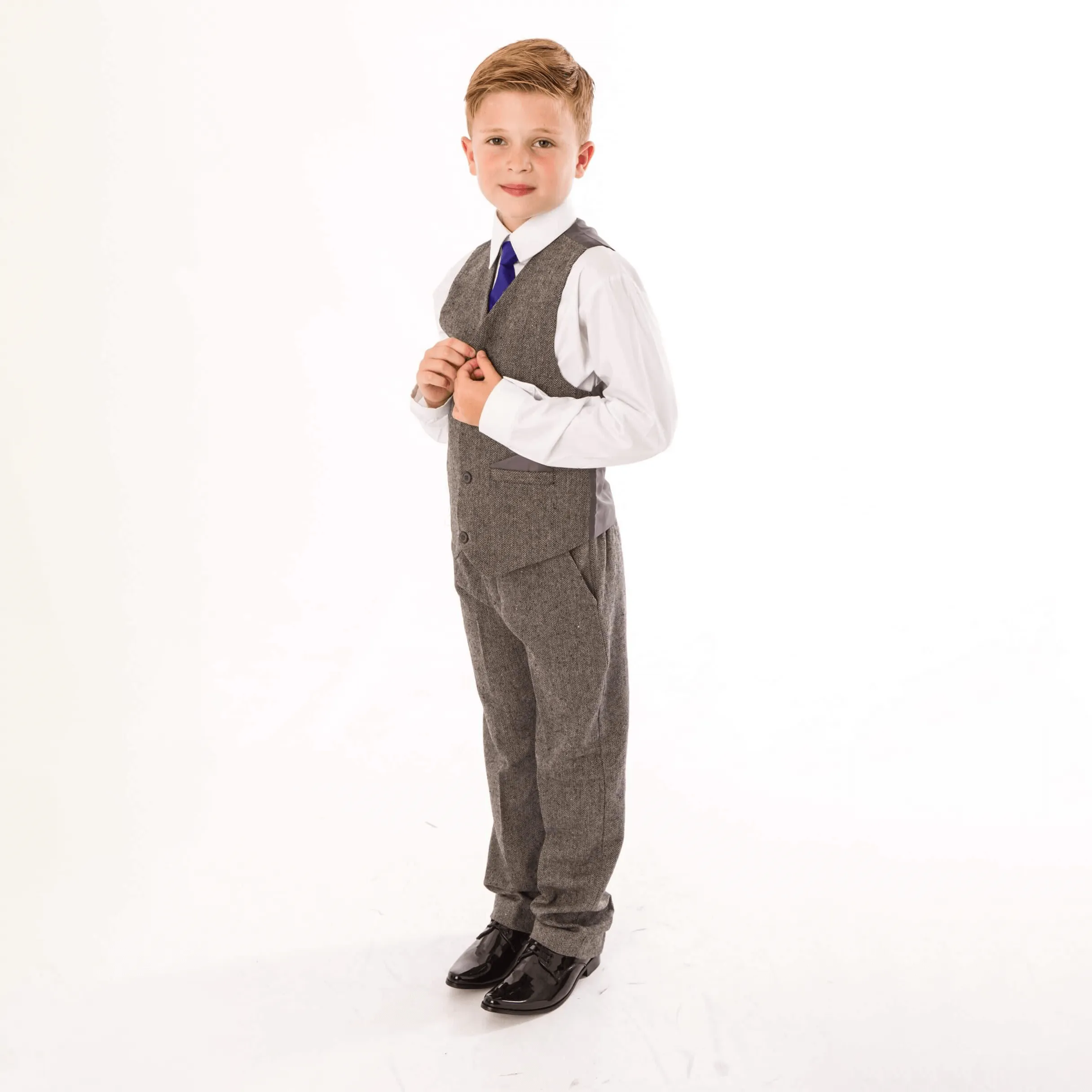 John - Grey Herringbone 5 Piece Suit