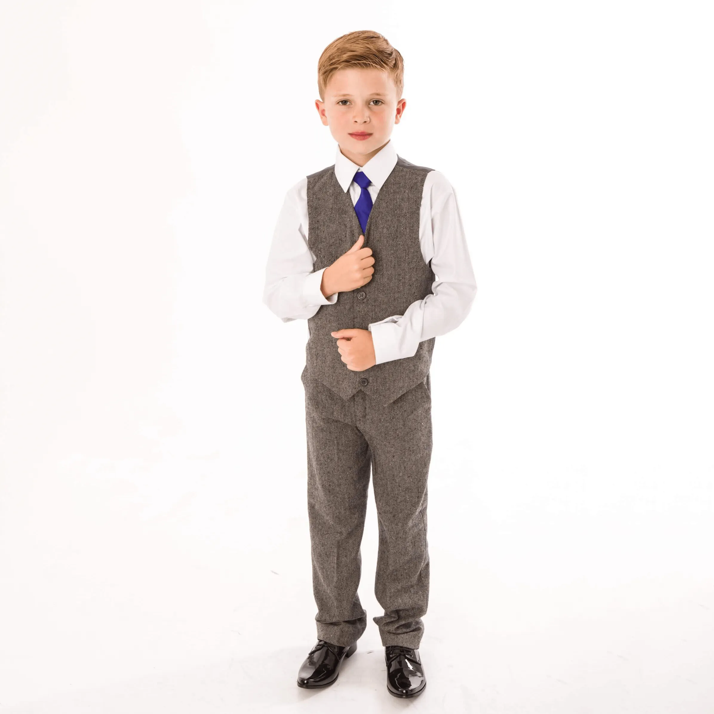 John - Grey Herringbone 5 Piece Suit