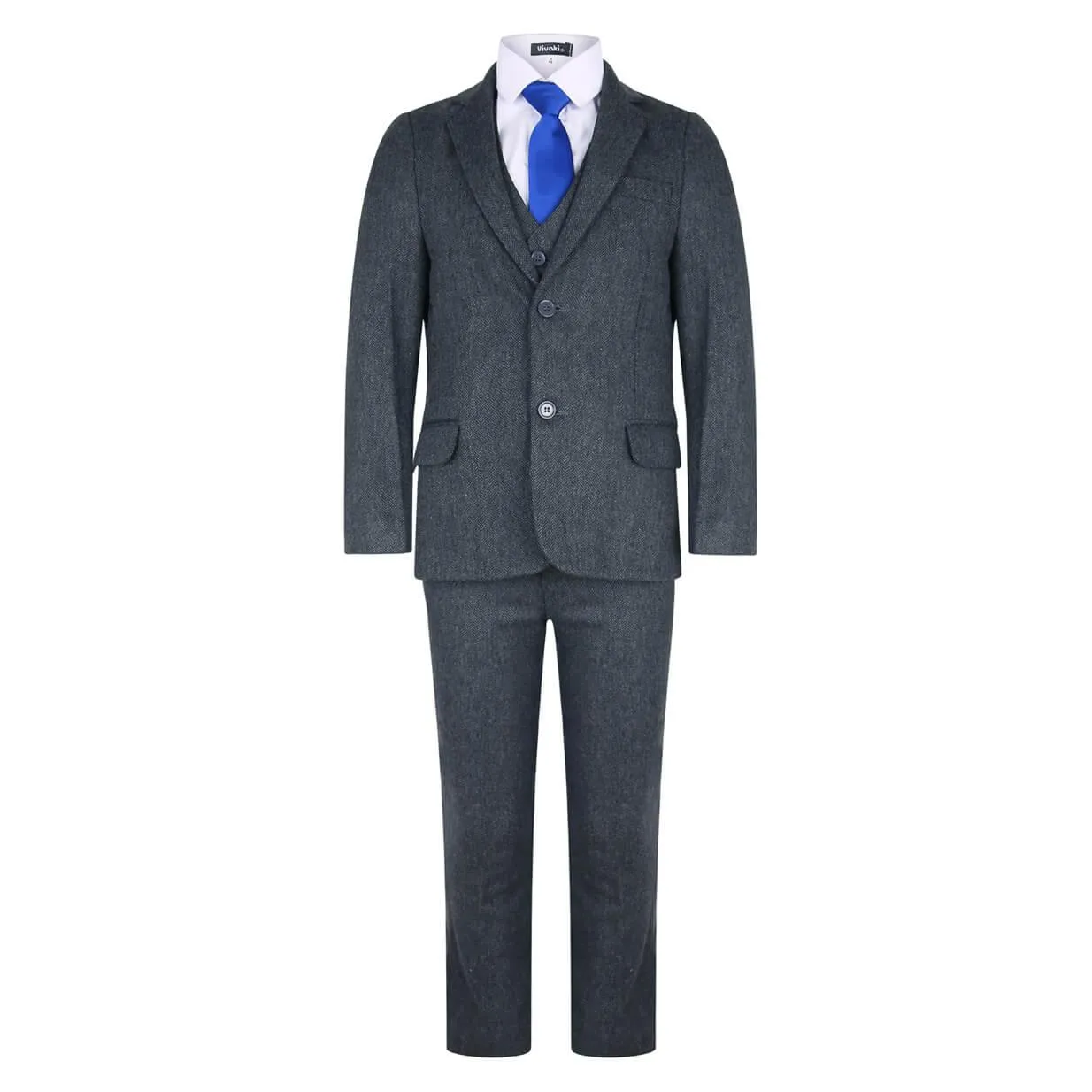 John - Grey Herringbone 5 Piece Suit