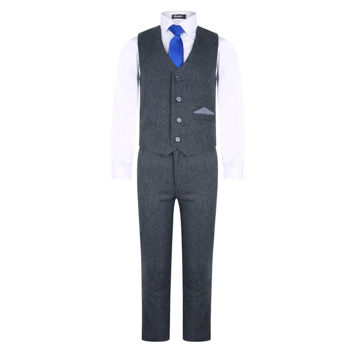 John - Grey Herringbone 5 Piece Suit