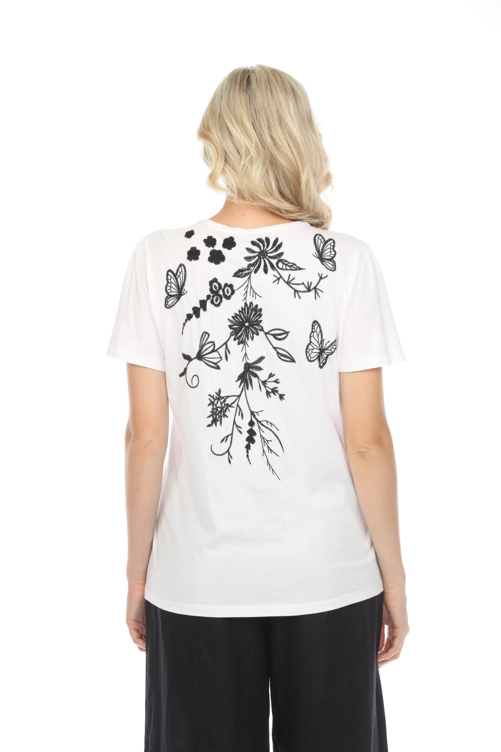 Johnny Was JWLA Domingo Flutter Sleeve Henley Tee J13724 *