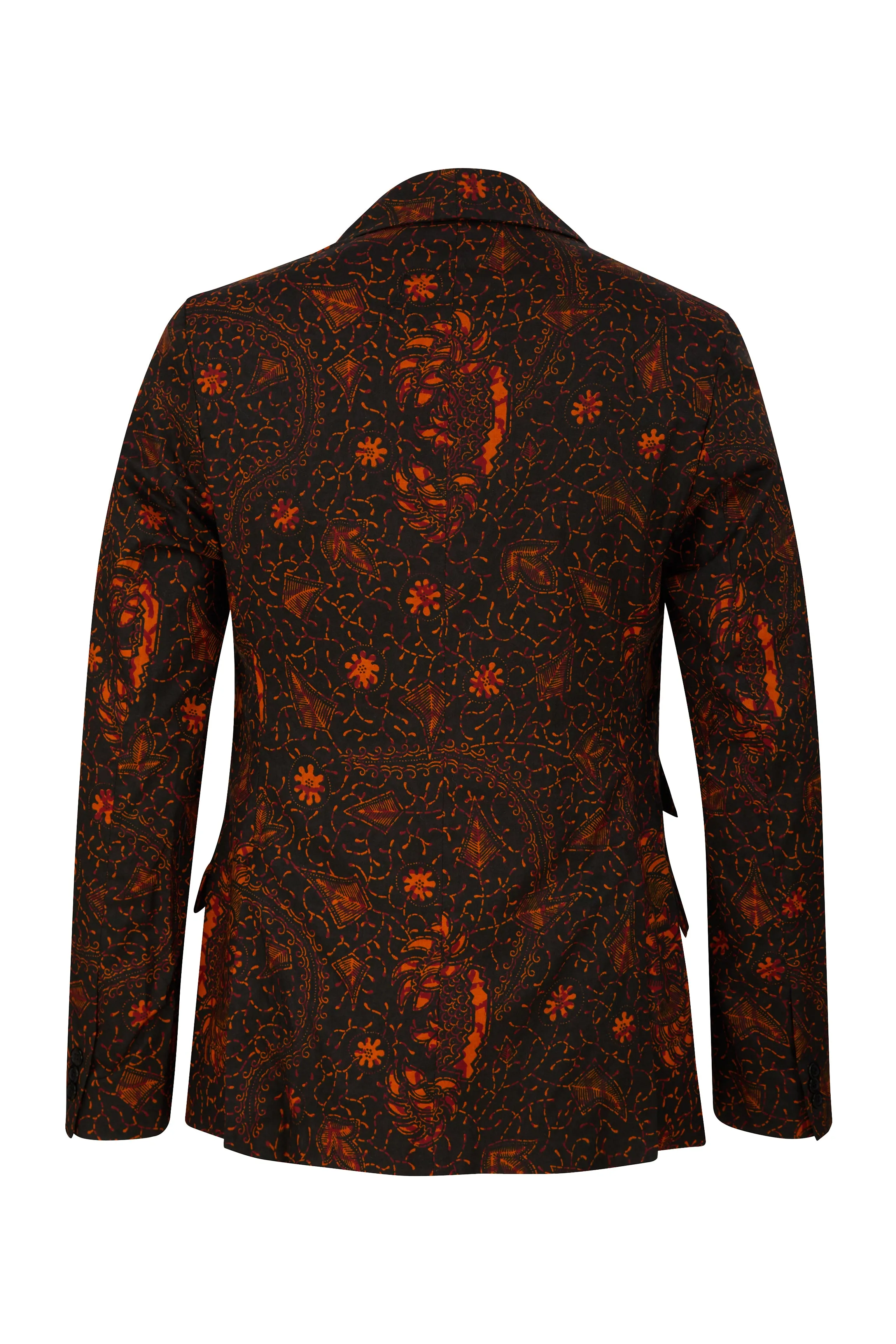 Joshua slim fit shawl neck African print blazer-Black Rooster