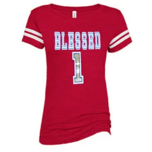 Junior Plus Foil Graphic Football Top Wine-Blessed 1
