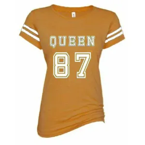 Junior Plus Graphic Football Top Mustard-Queen 87