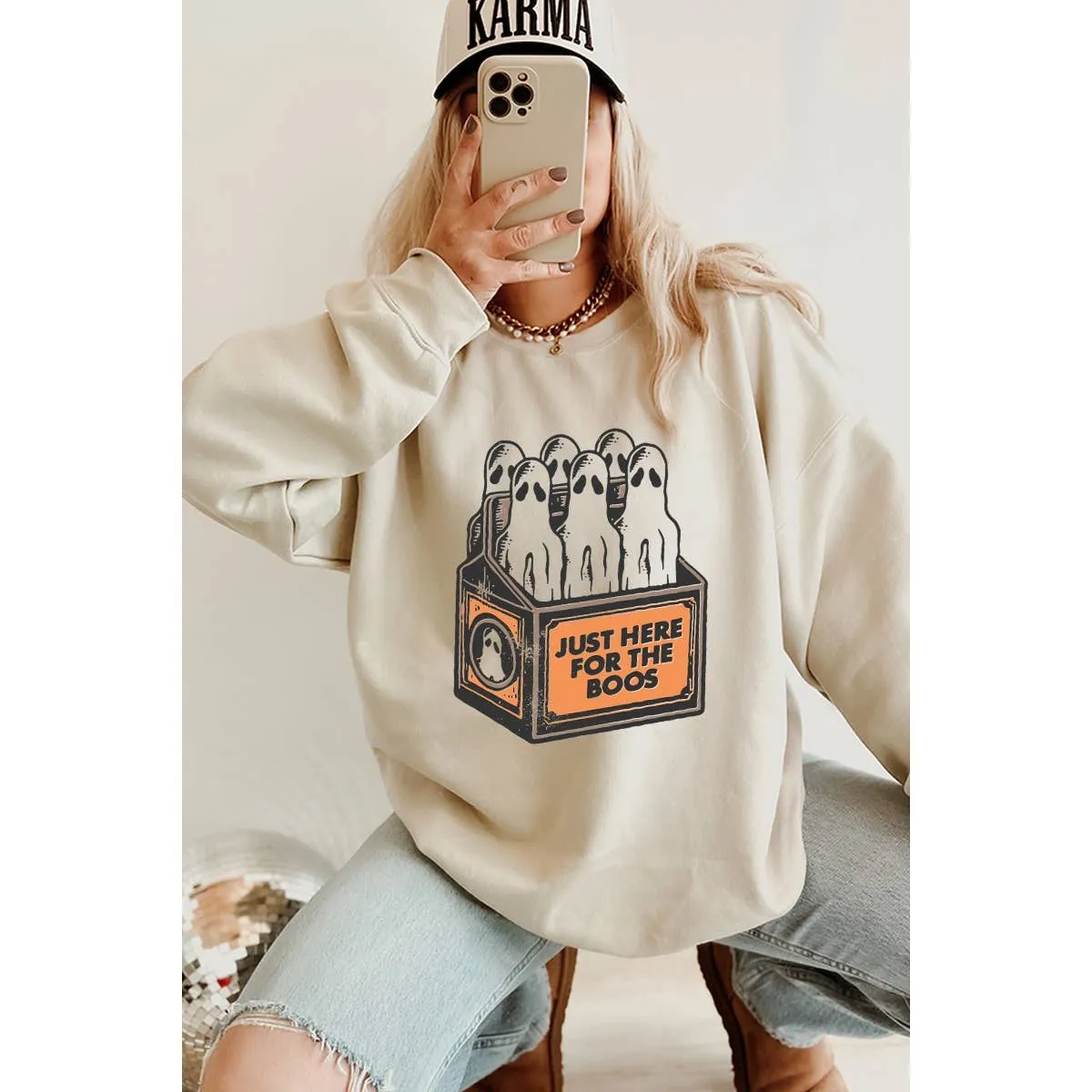 'Just Here for the Boos' Vintage Graphic Sweatshirt