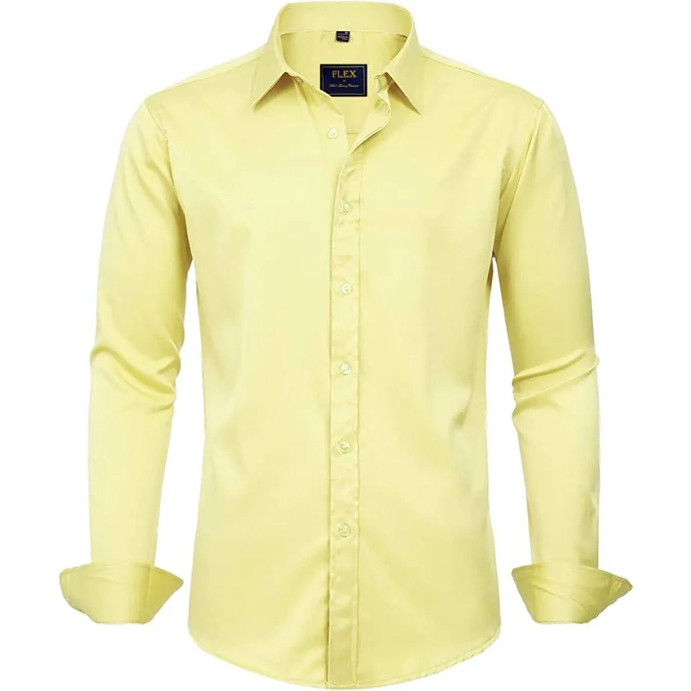 J.Ver Men's Dress Shirts Solid Long Sleeve Stretch Wrinkle-Free Formal Shirt Business Casual Button Down Shirts | Multiple Colors
