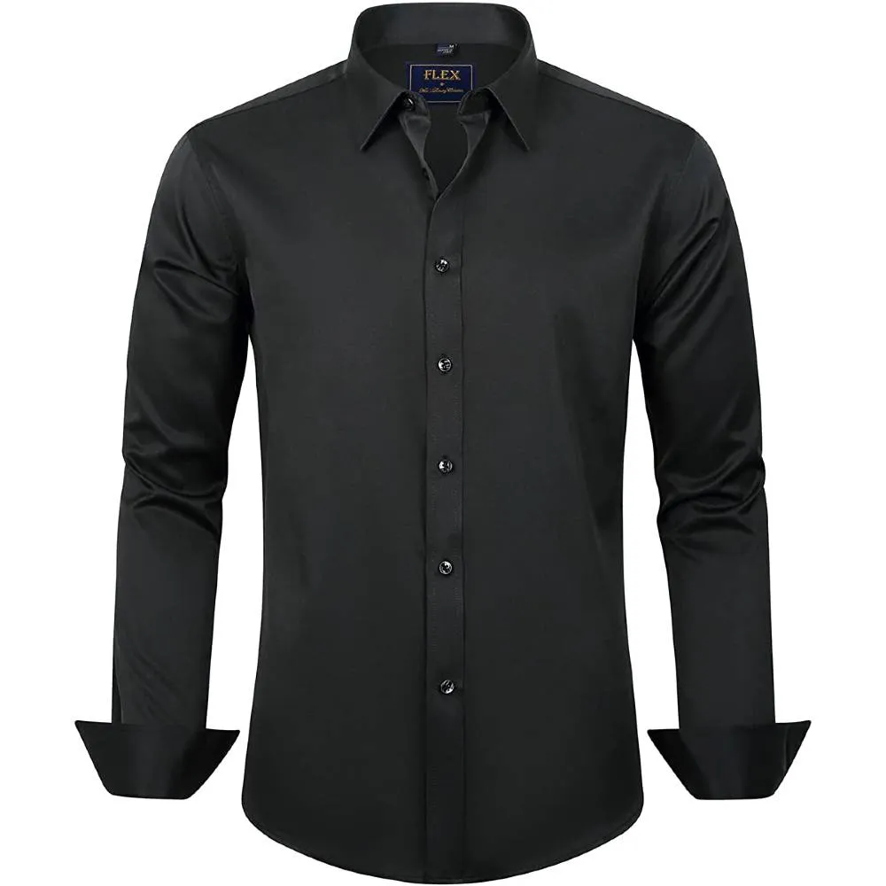 J.Ver Men's Dress Shirts Solid Long Sleeve Stretch Wrinkle-Free Formal Shirt Business Casual Button Down Shirts | Multiple Colors