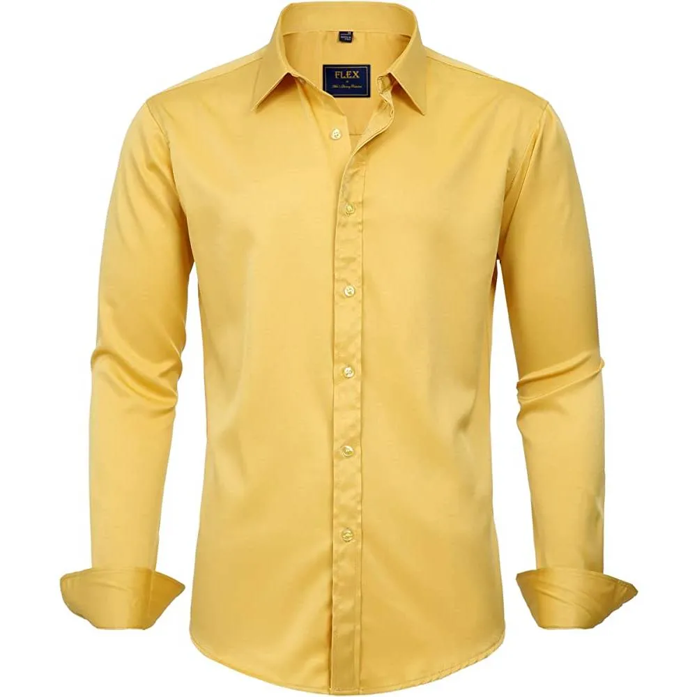 J.Ver Men's Dress Shirts Solid Long Sleeve Stretch Wrinkle-Free Formal Shirt Business Casual Button Down Shirts | Multiple Colors