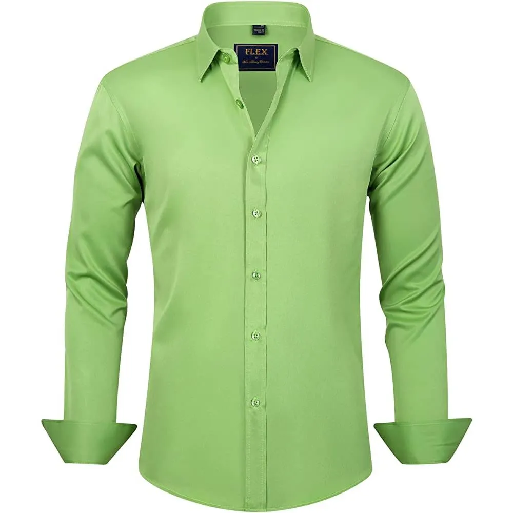 J.Ver Men's Dress Shirts Solid Long Sleeve Stretch Wrinkle-Free Formal Shirt Business Casual Button Down Shirts | Multiple Colors
