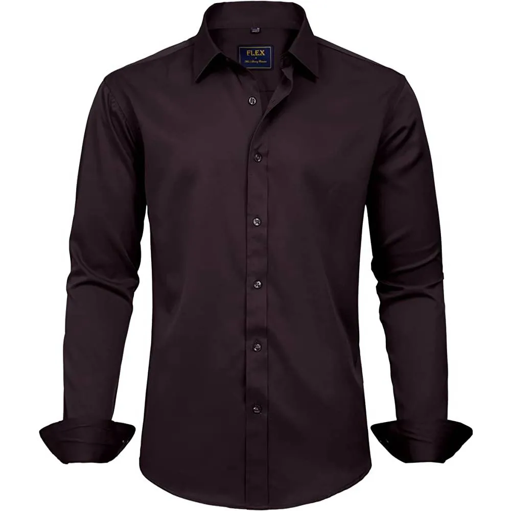 J.Ver Men's Dress Shirts Solid Long Sleeve Stretch Wrinkle-Free Formal Shirt Business Casual Button Down Shirts | Multiple Colors