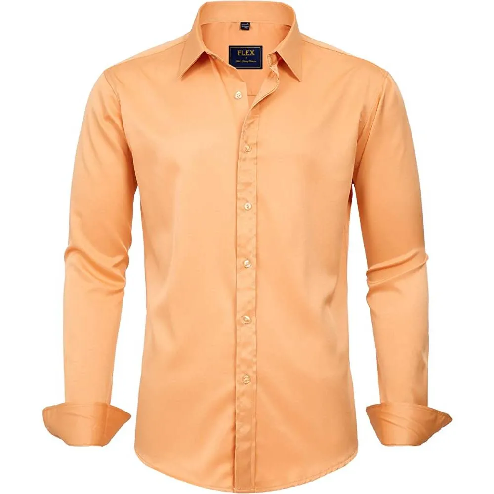 J.Ver Men's Dress Shirts Solid Long Sleeve Stretch Wrinkle-Free Formal Shirt Business Casual Button Down Shirts | Multiple Colors