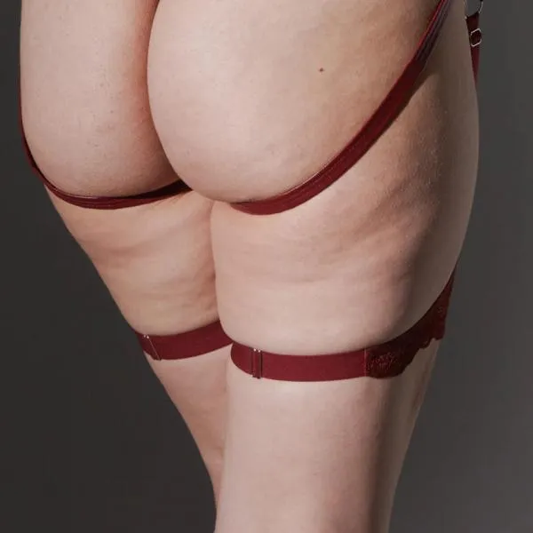 Kane Thigh Garters - Ruby - 1X-3X