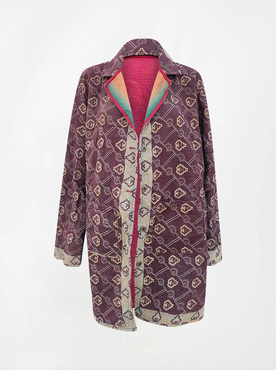 kantha vintage dress coat short megha sample (holi)
