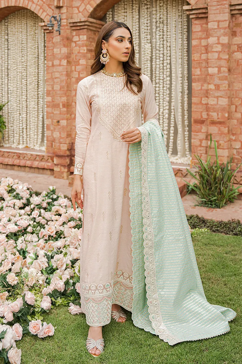 KHUSH REEKHT-3PC |  Cross Stitch The Bride Tribe Wedding Festive Collection 2022 | Unstitched Embroidered Jacquard Suits| Cross Stitch 2023