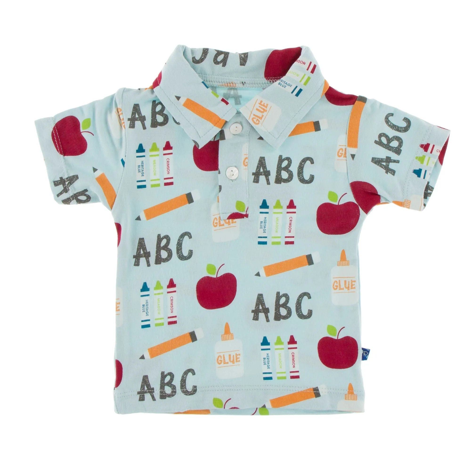 KicKee Pants Spring Sky First Day of School S/S Polo