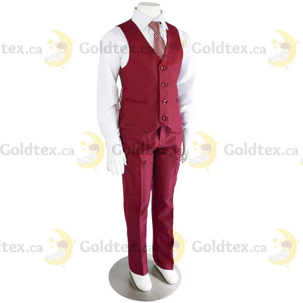 Kids Energy 5 Piece Formal Suit - Style 6001 - Burgundy Red