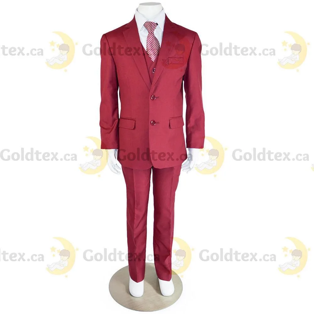 Kids Energy 5 Piece Formal Suit - Style 6001 - Burgundy Red