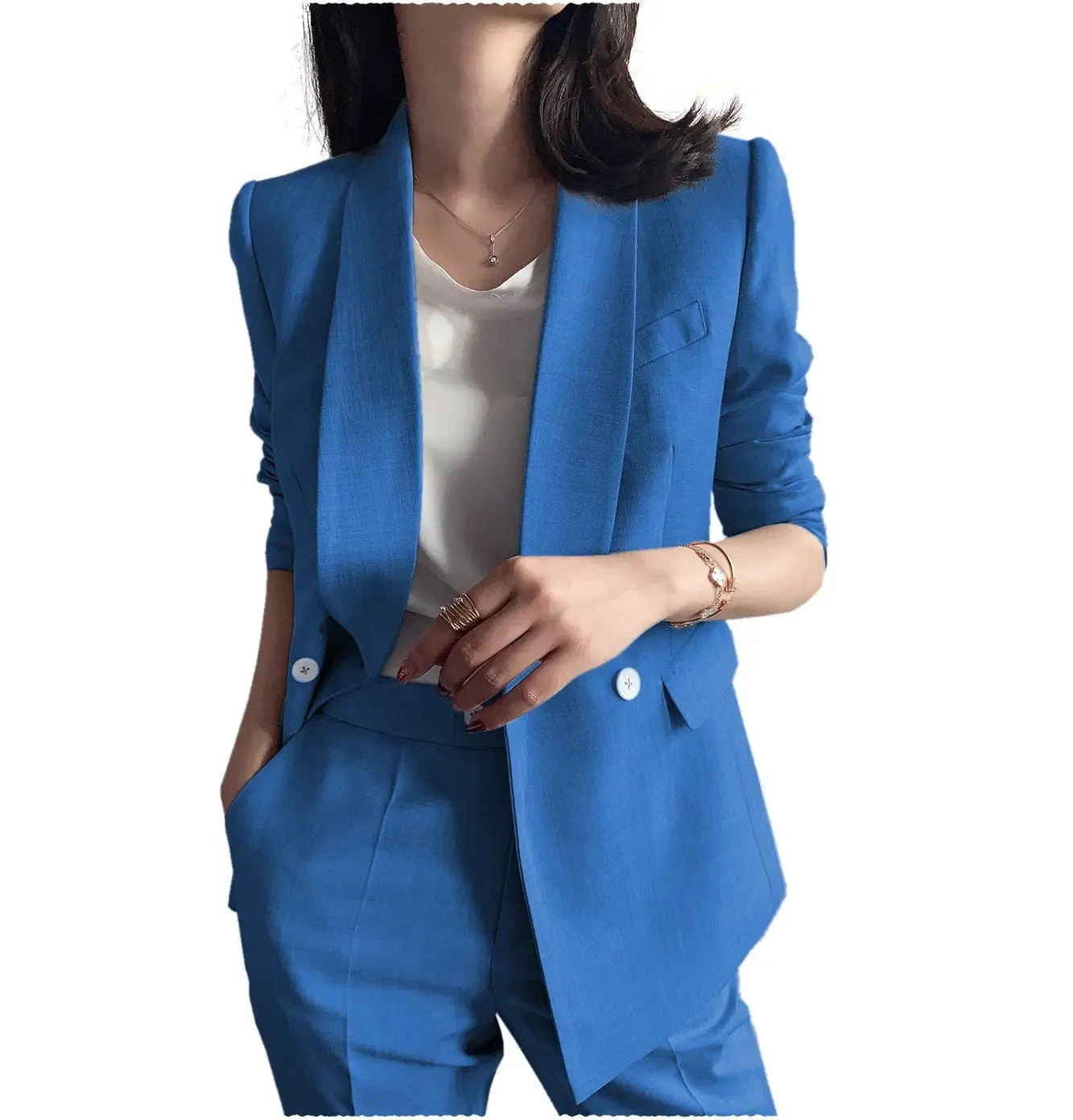 Leisure Shawl Lapel Blzer 2 Pieces Women Suit (Blazer Pants)