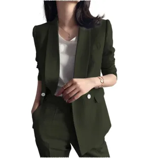 Leisure Shawl Lapel Blzer 2 Pieces Women Suit (Blazer Pants)