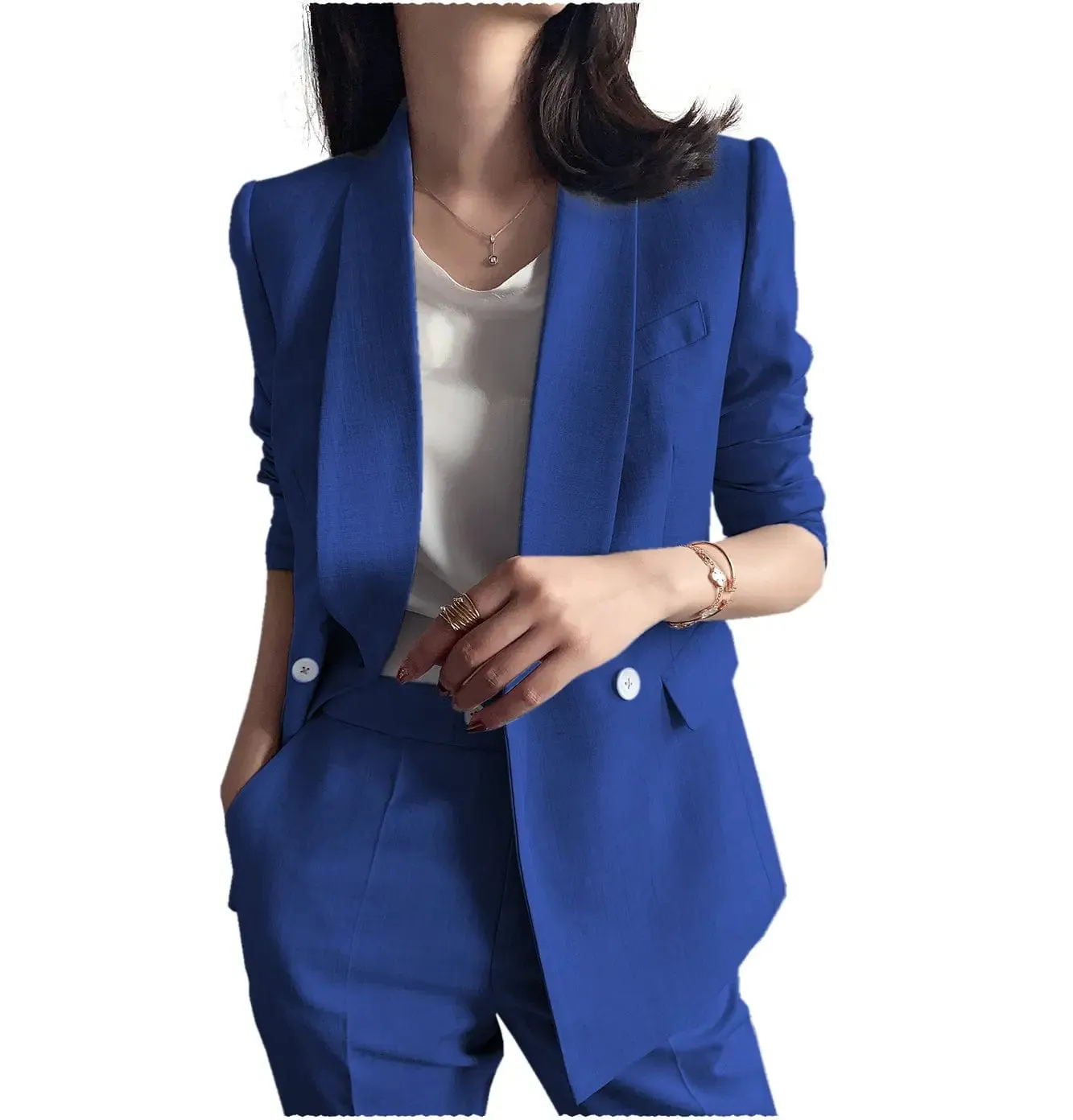 Leisure Shawl Lapel Blzer 2 Pieces Women Suit (Blazer Pants)