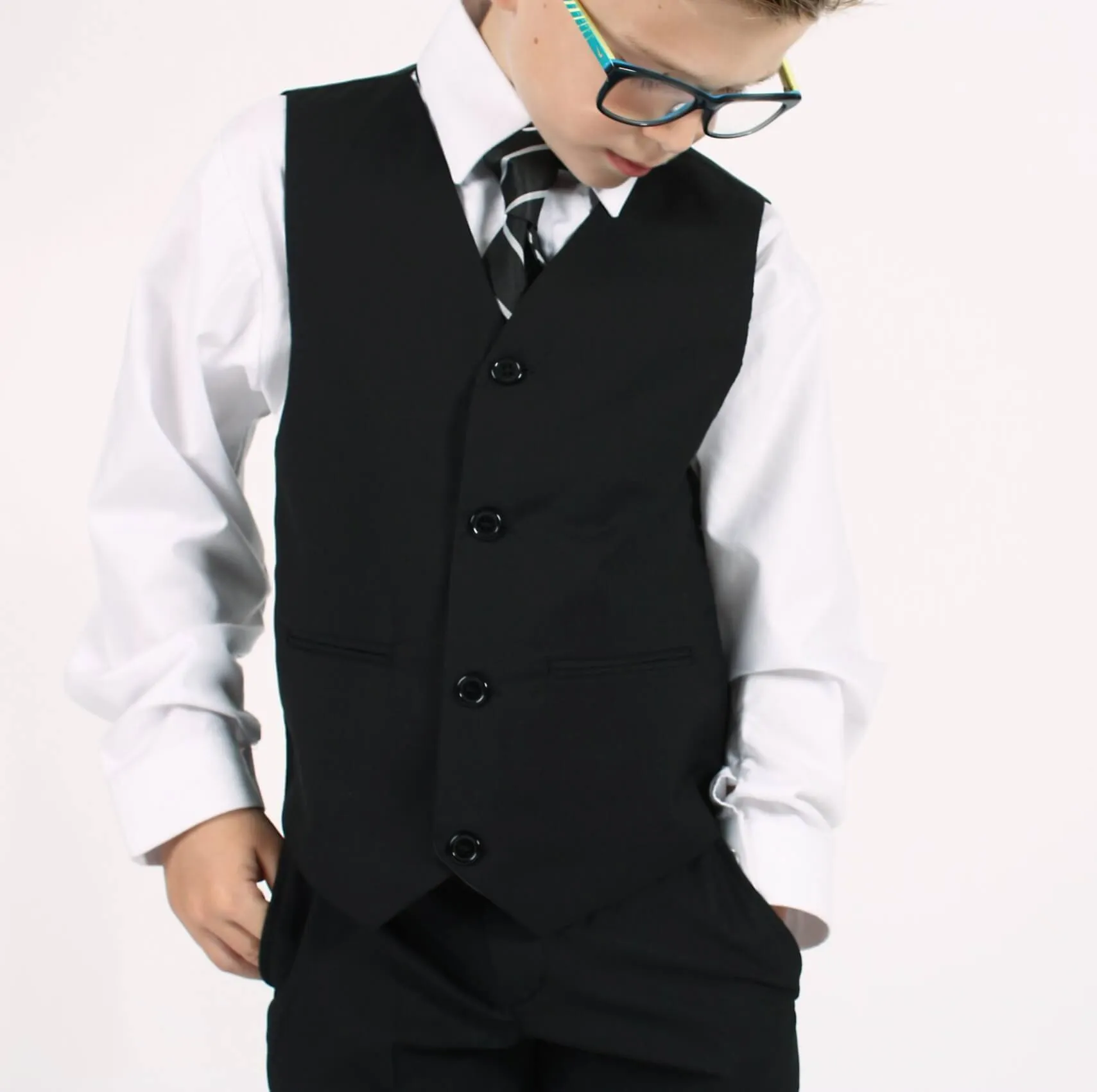 Leo - Black 5 Piece Boys Suit