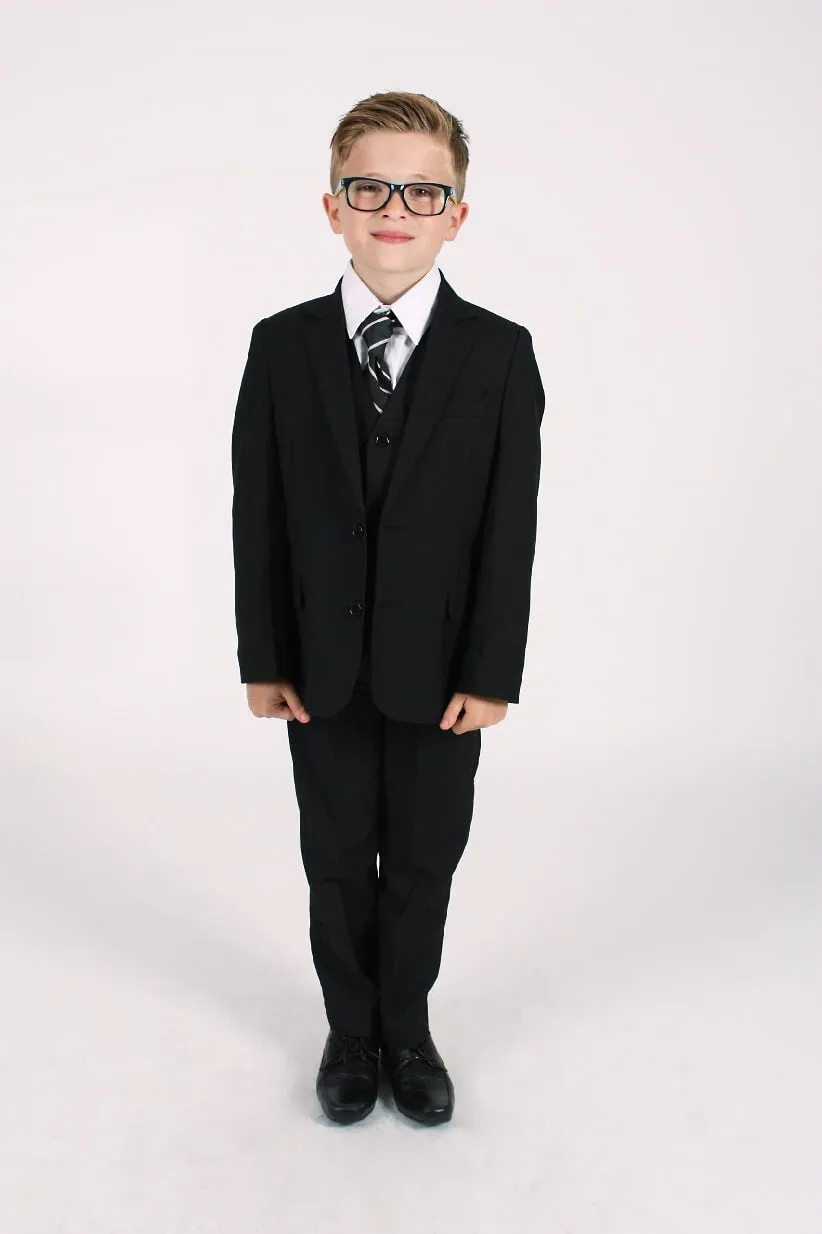 Leo - Black 5 Piece Boys Suit