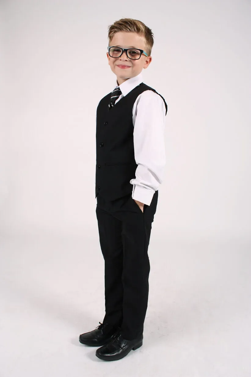 Leo - Black 5 Piece Boys Suit