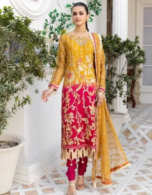 LF - 409 | Emaan Adeel Le Festa Premium Formals Vol 4 |  Unstitched Embroidered Chiffon Suits