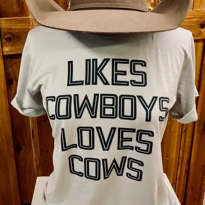 Likes Cowboys Loves Cows Western Graphic Tee