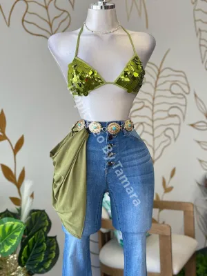 Lime Sequin Bralette