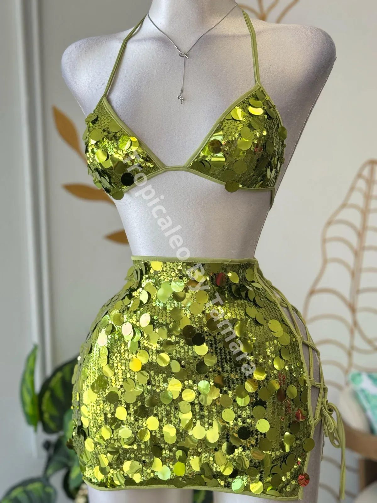 Lime Sequin Bralette