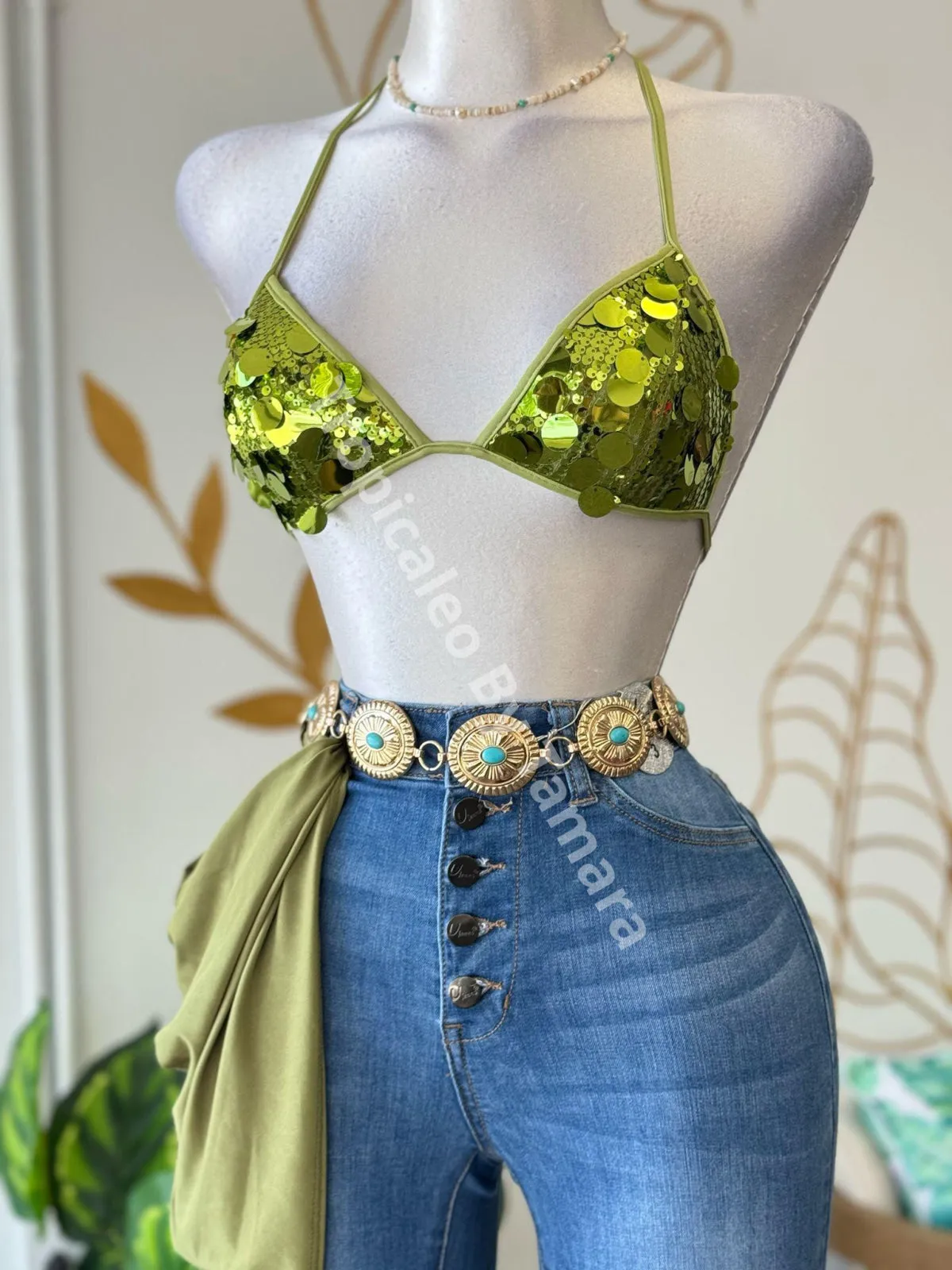 Lime Sequin Bralette