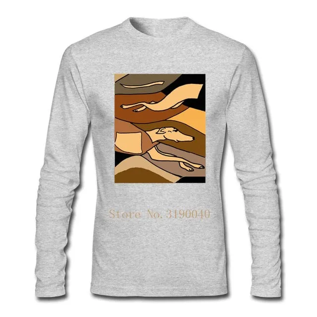 liverpool Artsy Greyhound Dog Original Abstract Tee Shirt Men Printed Long Sleeves Sale Branded Top camiseta Tee Tops