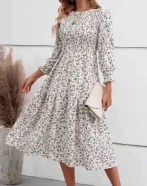 Long Sleeve Floral DRESS- MULTICOLOR