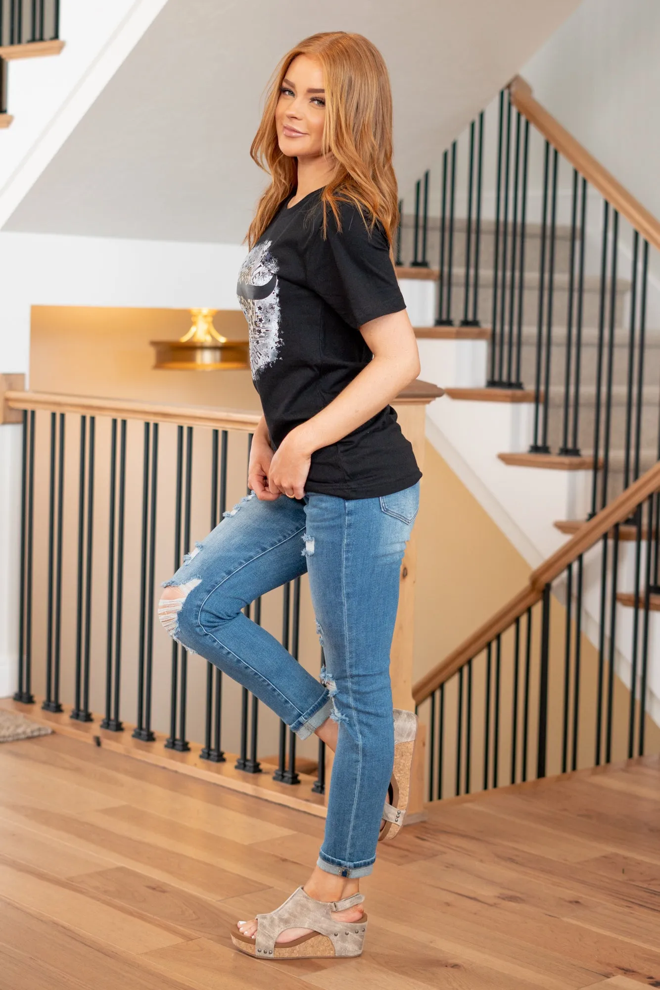 Longhorn Leopard Graphic Tee - Black