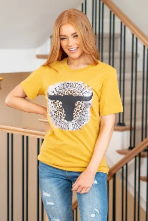 Longhorn Leopard Graphic Tee - Mustard