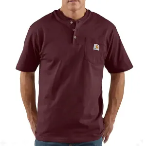 Loose Fit Heavyweight Short-Sleeve Pocket Henley T-Shirt - Port - K84