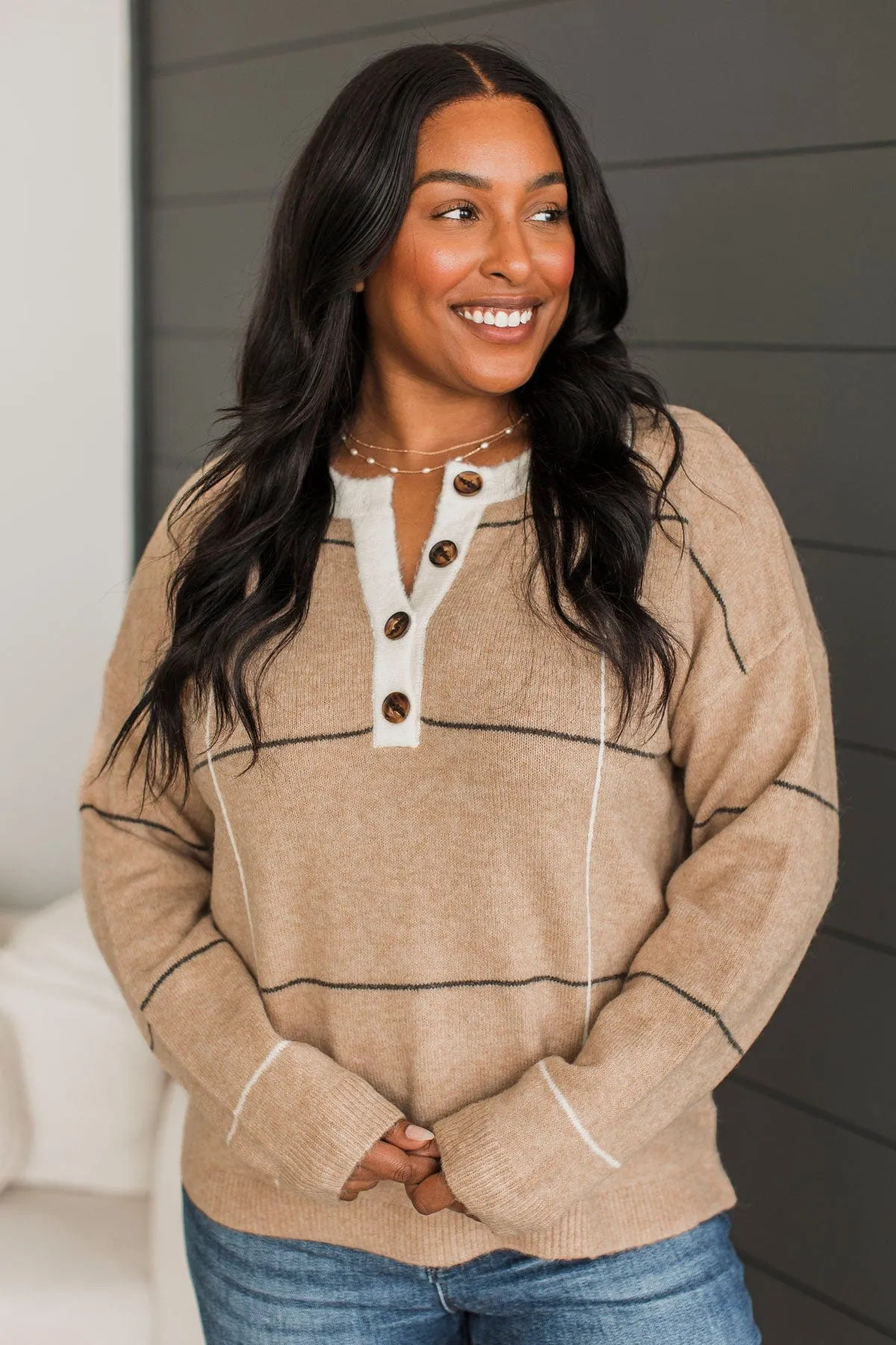Lovely Little Moments Knit Sweater- Natural
